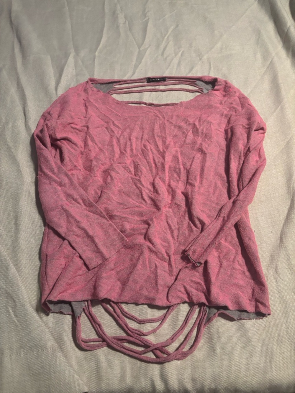 bebe Pink Long-Sleeve Strappy Back Knit Top